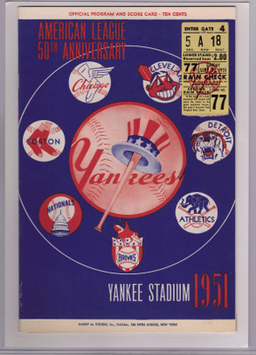 Joe DiMaggio Last Game Program and Ticket Stub*SOLD*