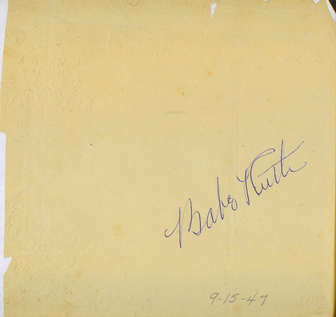 Babe Ruth Autographed Place Mat *SOLD*