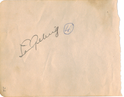 Lou Gehrig Signed Album Page*SOLD*