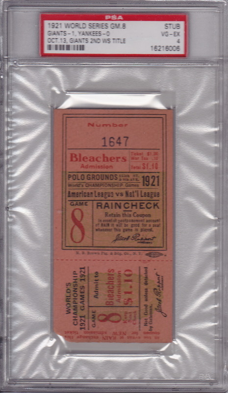 1921 World Series GM 8 Ticket 1921 World Series GM 8 Ticket