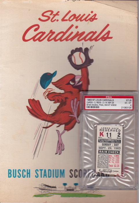 Stan Musial Final Game Ticket & Program SOLD Stan Musial Final Game Ticket & Program SOLD