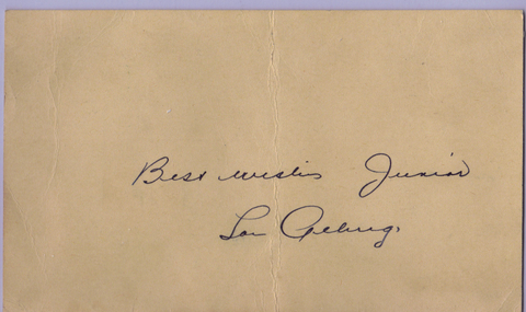 Lou Gehrig Signed Government Postcard*SOLD*