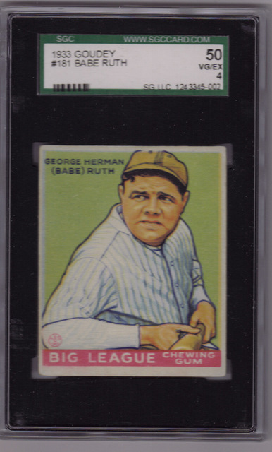 Babe Ruth Goudey Baseball Card