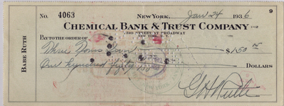Babe Ruth Check
