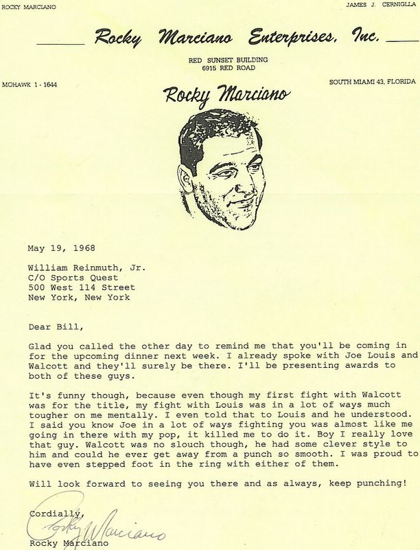  *SOLD* Rocky Marciano Letter