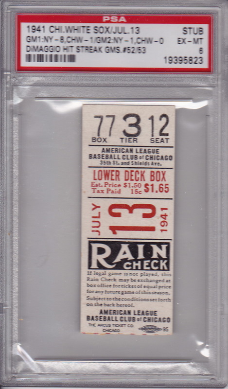 Joe DiMaggio Hit Streak Ticket Stub