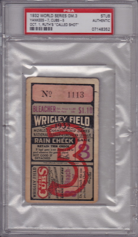 Babe Ruth's Called Shot Ticket Babe Ruth's Called Shot Ticket