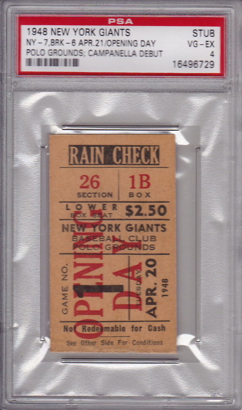 Roy Campanella Debut Ticket Stub Roy Campanella Debut Ticket Stub