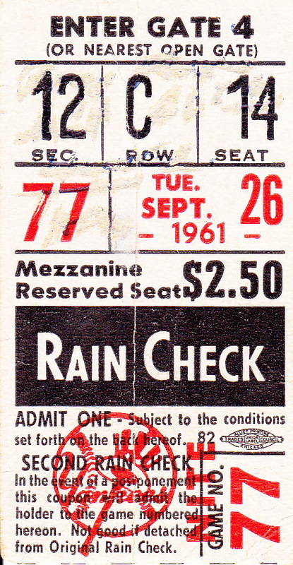 Roger Maris Ticket Stub
