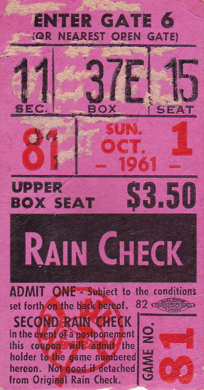 Roger Maris Ticket Stub Roger Maris Ticket Stub