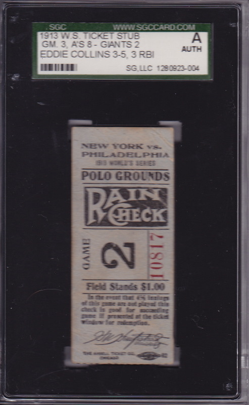 1913 World Series Ticket Stub 1913 World Series Ticket Stub