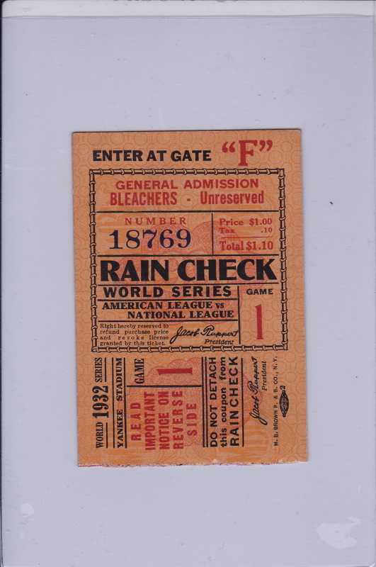 1932 World Series Ticket Stub 