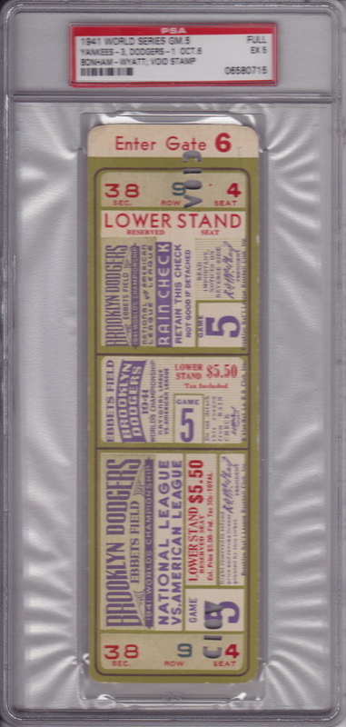 1941 World Series GM.5 Full Ticket 1941 World Series GM.5 Full Ticket