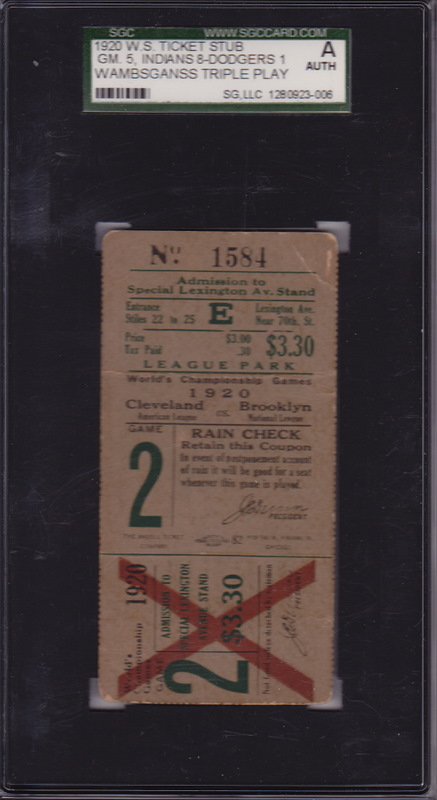 1920 World Series Ticket Stub 1920 World Series Ticket Stub