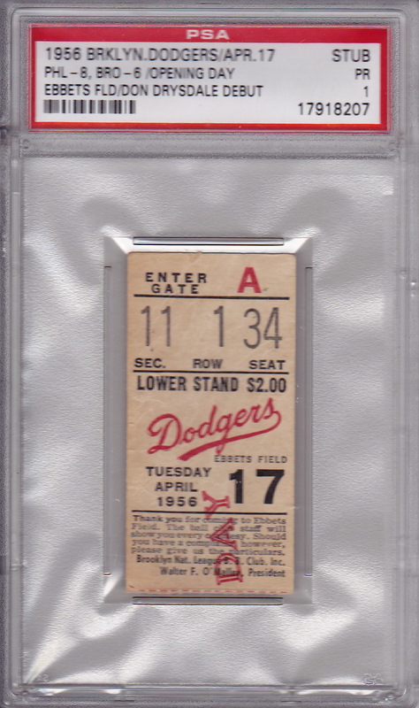 Don Drysdale MLB Debut Ticket Stub Don Drysdale MLB Debut Ticket Stub