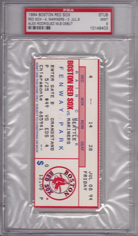 Alex Rodriguez MLB Debut Ticket Stub Alex Rodriguez MLB Debut Ticket Stub