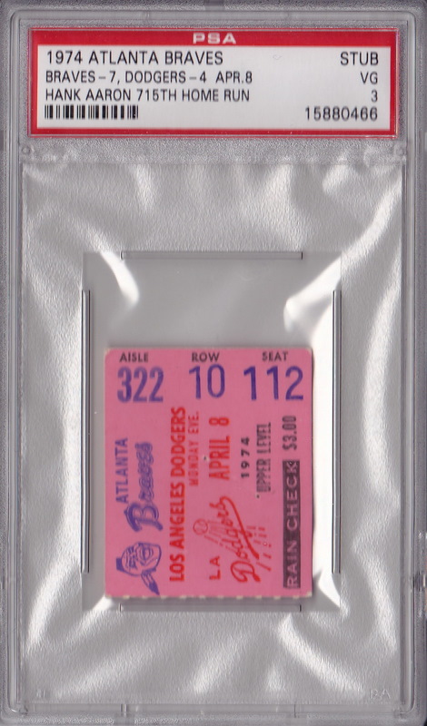 Hank Aaron 715th Home Run Ticket