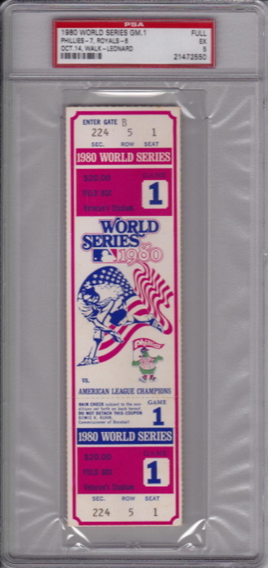 1980 World Series Game 1 Full Ticket SOLD