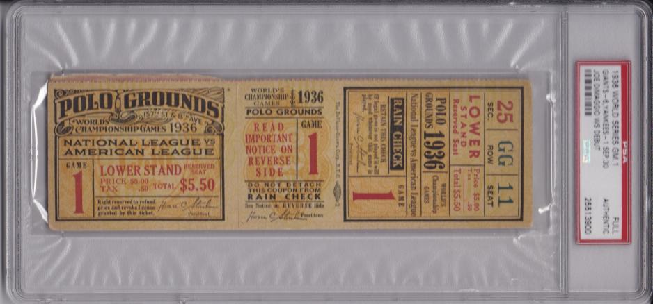 1936 World Series Game 1 Full Ticket Joe DiMaggio AndyImperato Com   Fullsizeoutput 907 